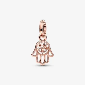 14k Rose Gold-plated Protective Hamsa Hand Dangle Charm - Pandora - 789144C00