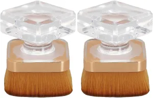 2 Sets Nail Dust Cleansing Brush Soft Hair Exquisite Handle Loose Powder Brush with Storage Box