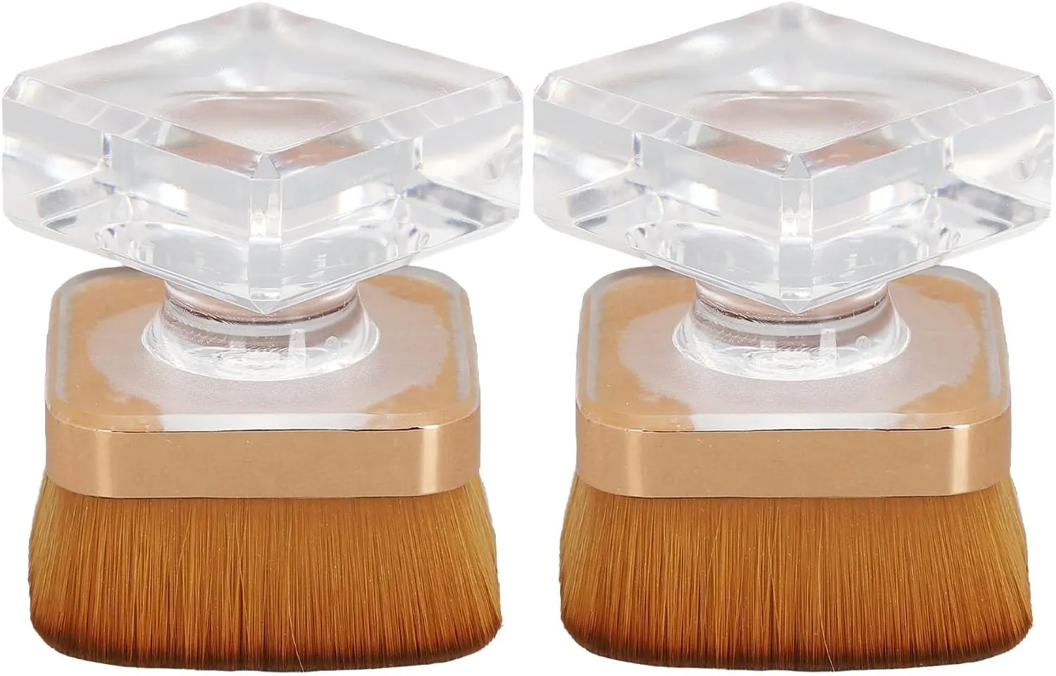 2 Sets Nail Dust Cleansing Brush Soft Hair Exquisite Handle Loose Powder Brush with Storage Box