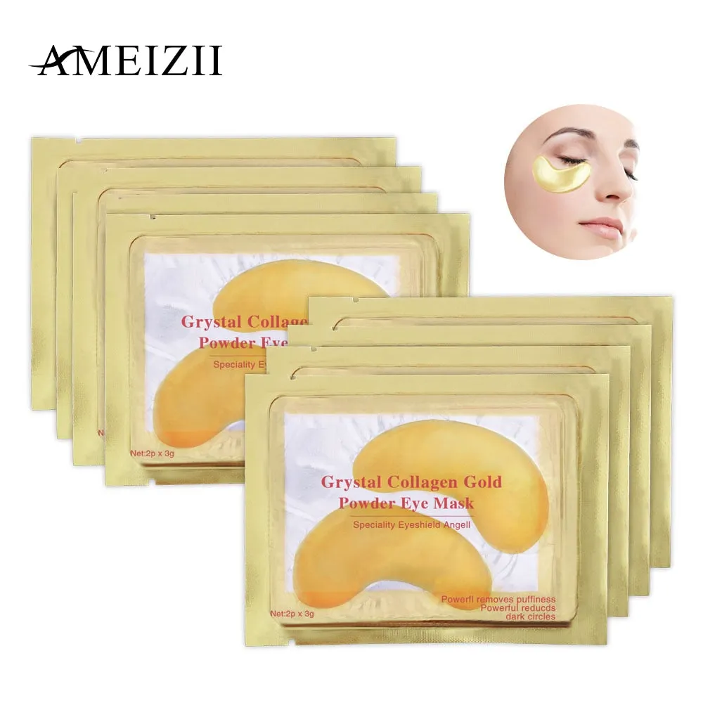 2Pcs=1Pair 24K Gold Crystal Collagen Eye Mask