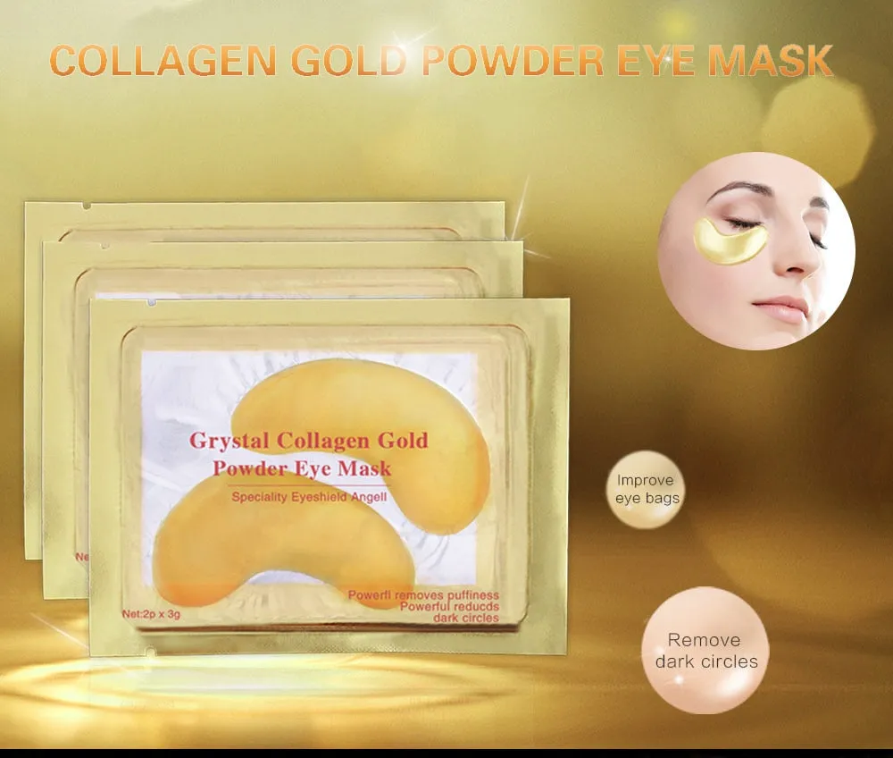 2Pcs=1Pair 24K Gold Crystal Collagen Eye Mask