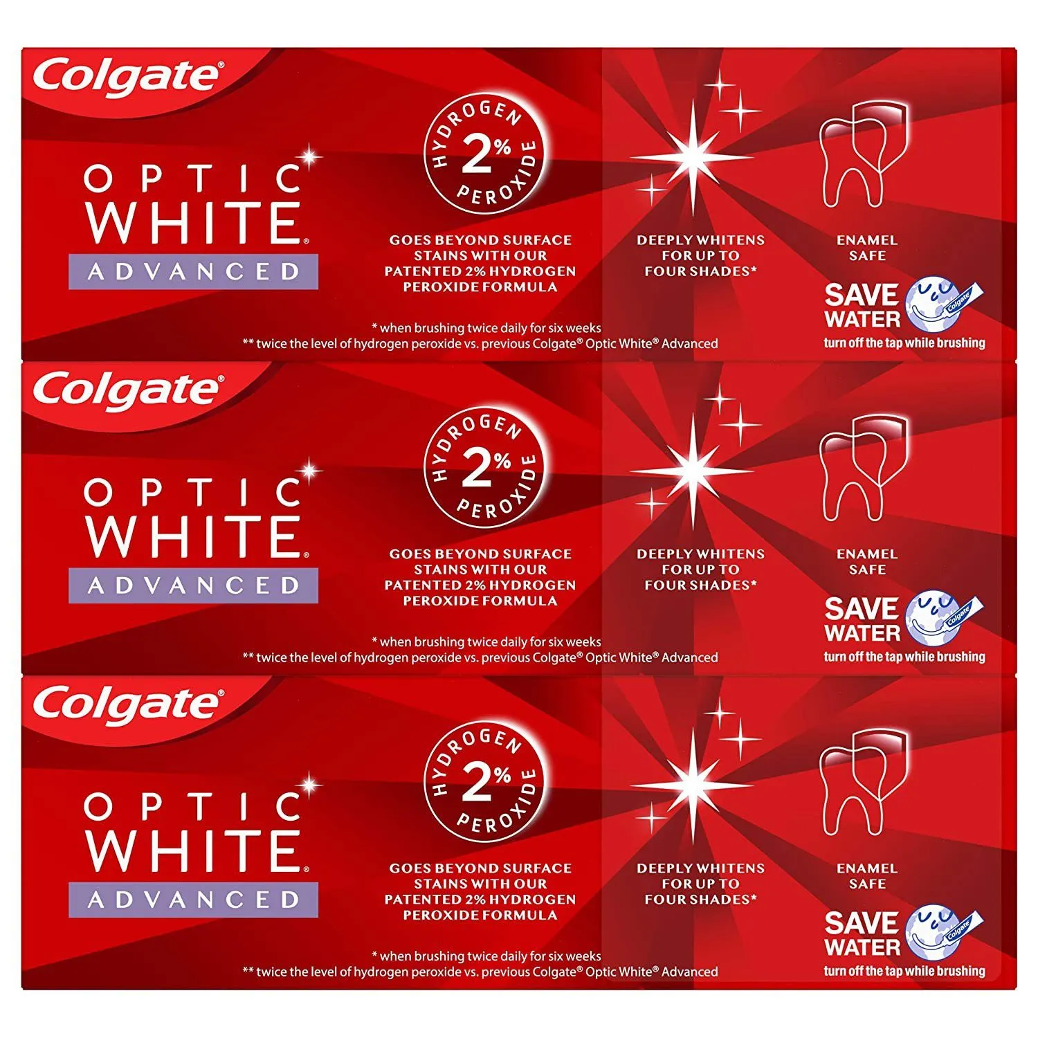 3-Pack: Colgate Optic White Advanced Teeth Whitening Toothpaste