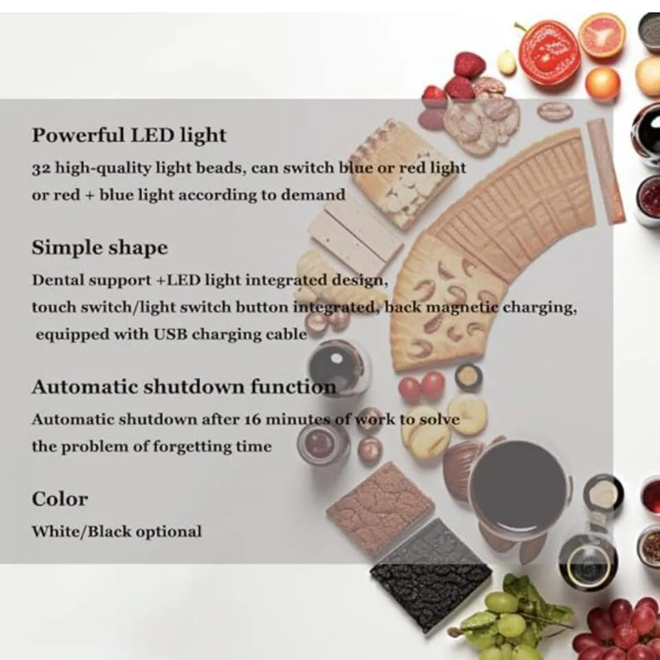 32 LED Teeth Whitening Accelerator Light with Cold Light &Red Lights Trays Device, Teeth Whitening Enhancer Light Built-in 16 Minute Timer (White) White