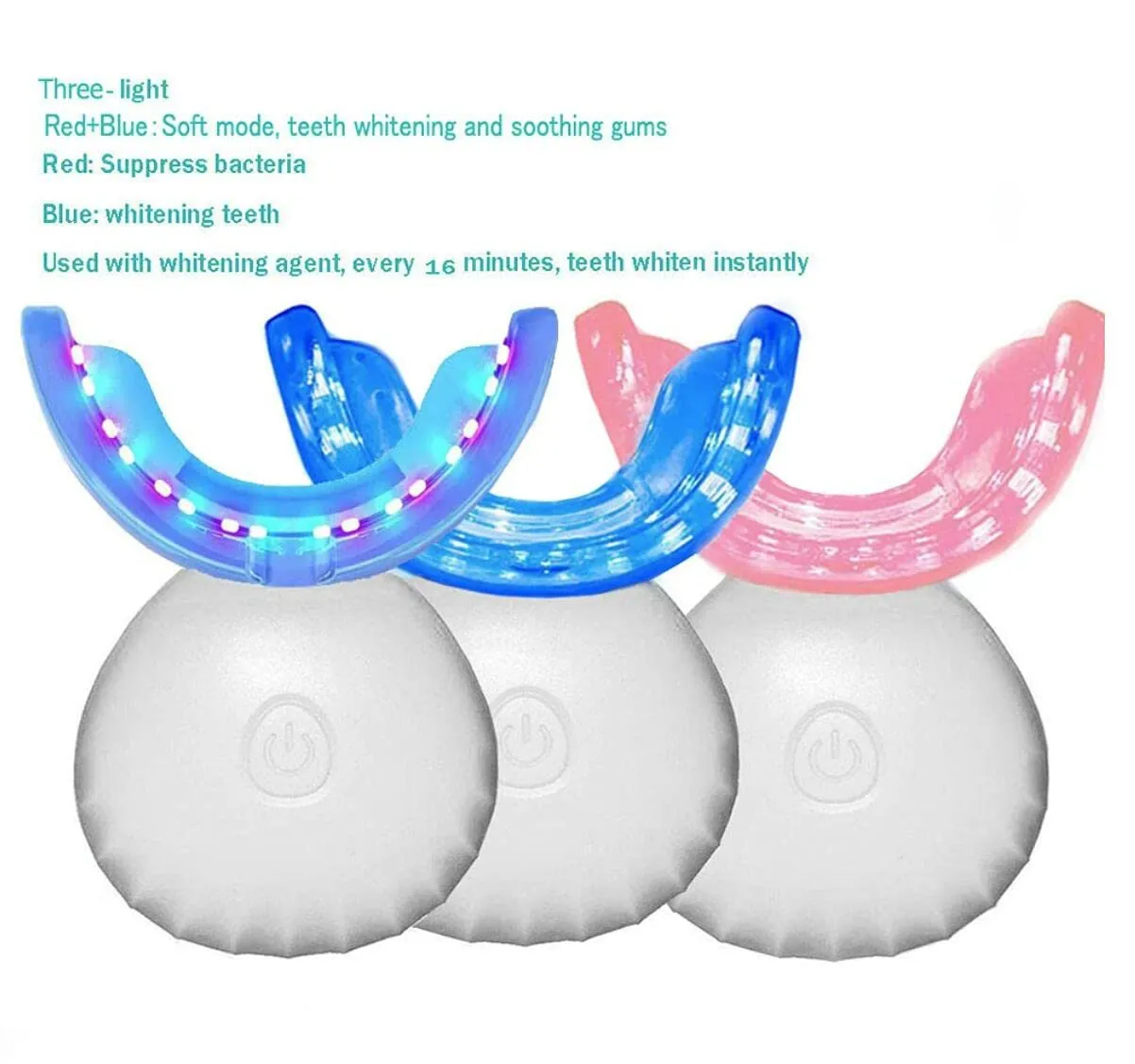 32 LED Teeth Whitening Accelerator Light with Cold Light &Red Lights Trays Device, Teeth Whitening Enhancer Light Built-in 16 Minute Timer (White) White