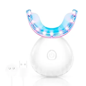 32 LED Teeth Whitening Accelerator Light with Cold Light &Red Lights Trays Device, Teeth Whitening Enhancer Light Built-in 16 Minute Timer (White) White