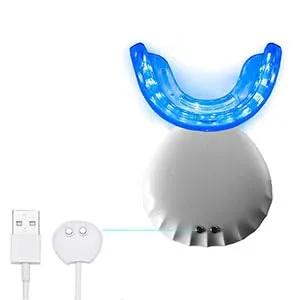 32 LED Teeth Whitening Accelerator Light with Cold Light &Red Lights Trays Device, Teeth Whitening Enhancer Light Built-in 16 Minute Timer (White) White