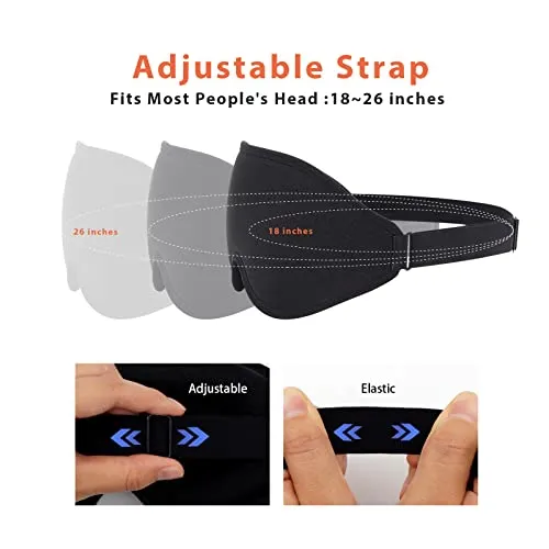 3D Contoured Sleep Mask for Women Men,Effective Light Blocking Eye Mask Sleeping Soft Night Blindfold with Adjustable Strap（Black）