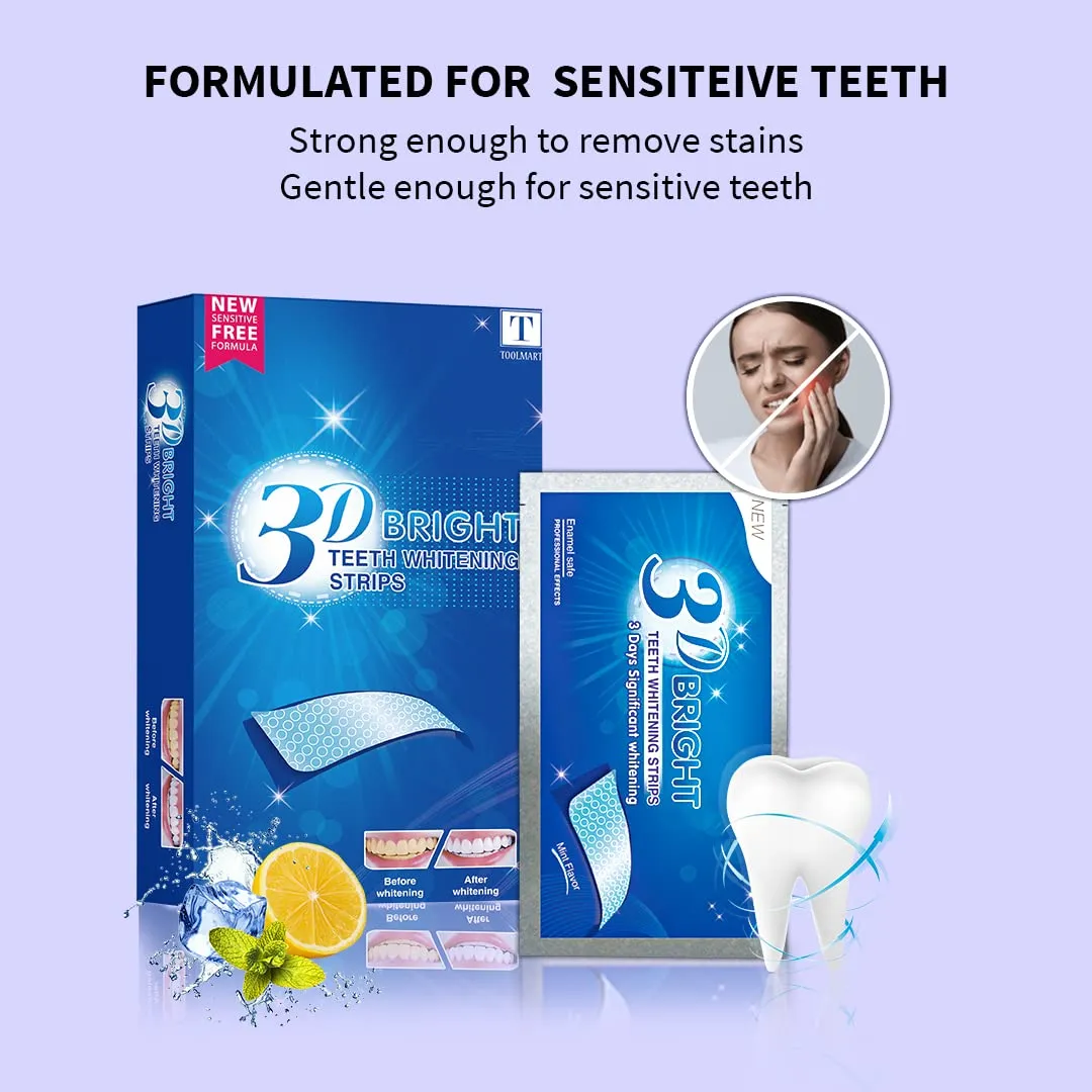 3D Teeth Whitening Strips 28 Pcs -Non Sensitive- Mint Flavor-Teeth Whitening Kit Advanced Teeth Whitener Strips Whitening Teeth Tooth Whitening Strips for White Teeth