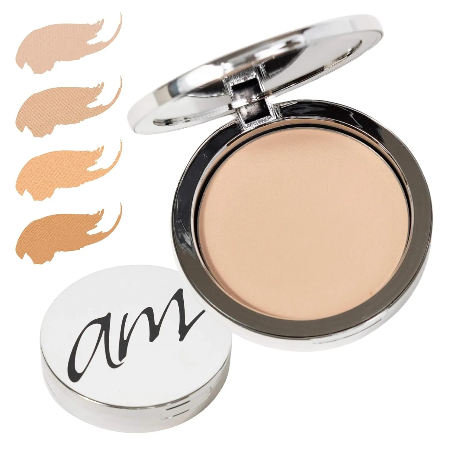 4-in-1 Pressed Foundation Powder with Natural SPF, Concealer & Finishing Powder, Medium to Full Coverage Foundation, Mineral-Based Powder
