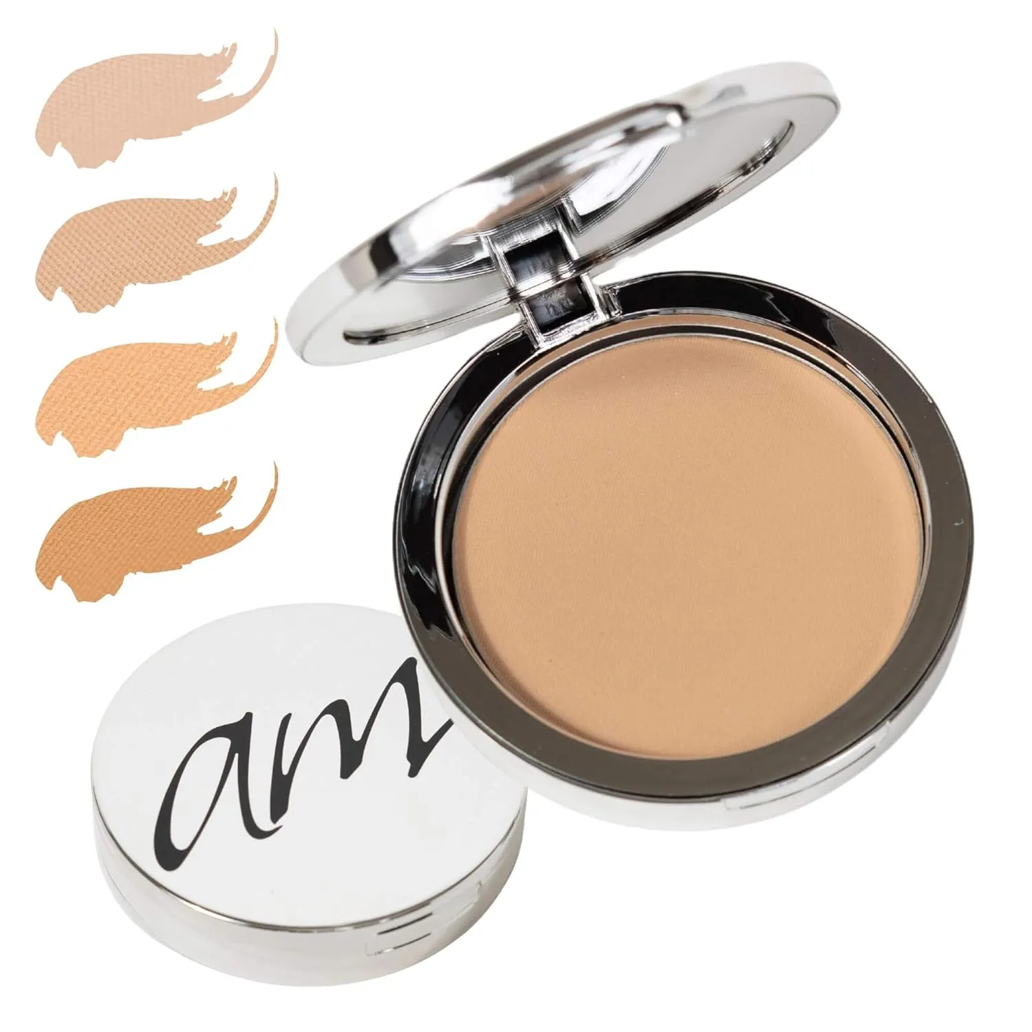 4-in-1 Pressed Foundation Powder with Natural SPF, Concealer & Finishing Powder, Medium to Full Coverage Foundation, Mineral-Based Powder