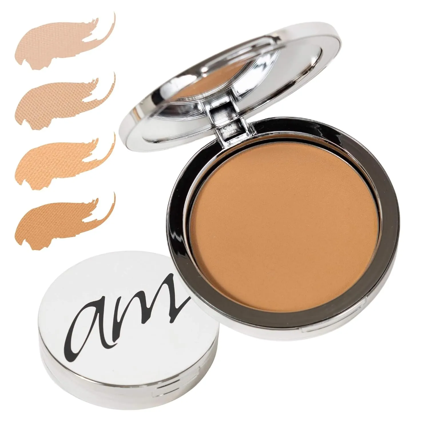 4-in-1 Pressed Foundation Powder with Natural SPF, Concealer & Finishing Powder, Medium to Full Coverage Foundation, Mineral-Based Powder