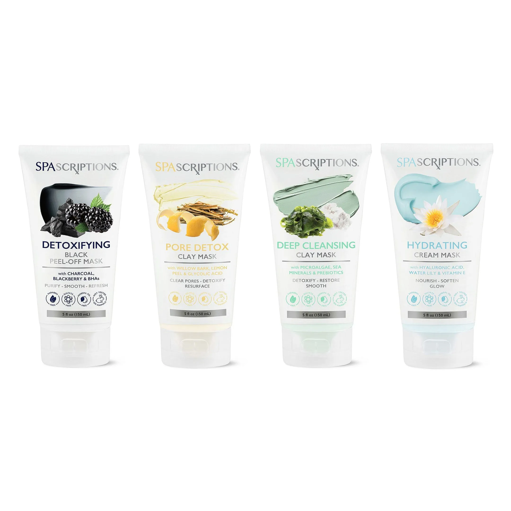 4-Pack: Spascriptions Clay, Cream and Peel-Off Masks