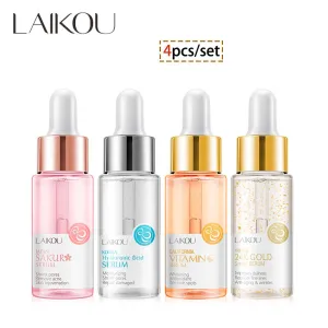 4Pcs/Lot Laikou Serum Sakura Vitamin C 24K Gold Face Serum Hyaluronic Acid Essence