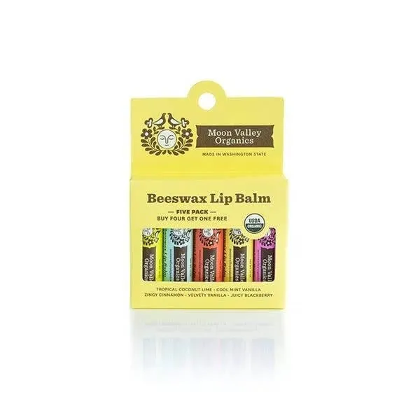 5 Pack Beeswax Lip Balm