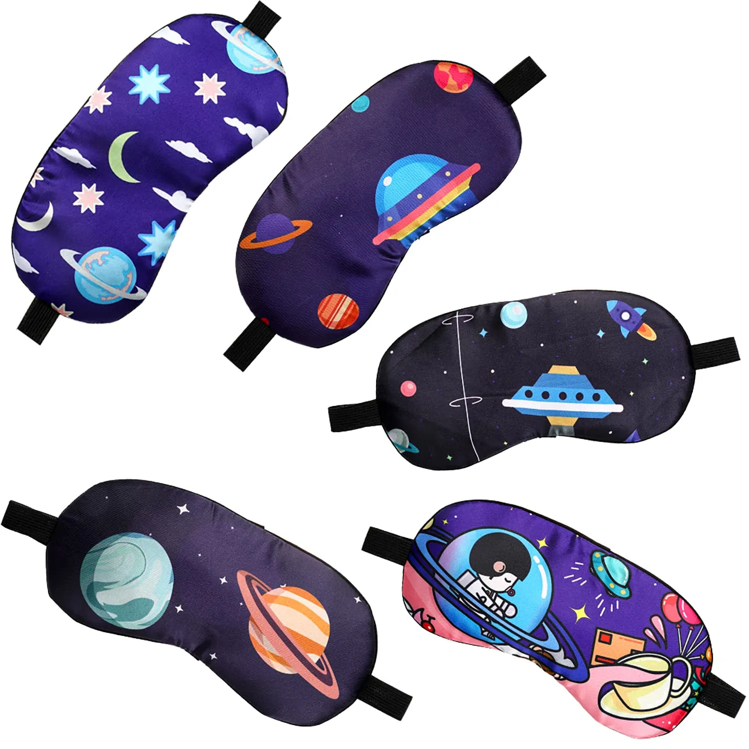 5 Pcs Sleeping Mask for Kids,Silk Eye Mask for Sleeping Blindfold for Sleeping Elastic Headband Sleeping Mask Kids Cartoon Pattern Print Eye Covers Travel Work Naps Blocks Light