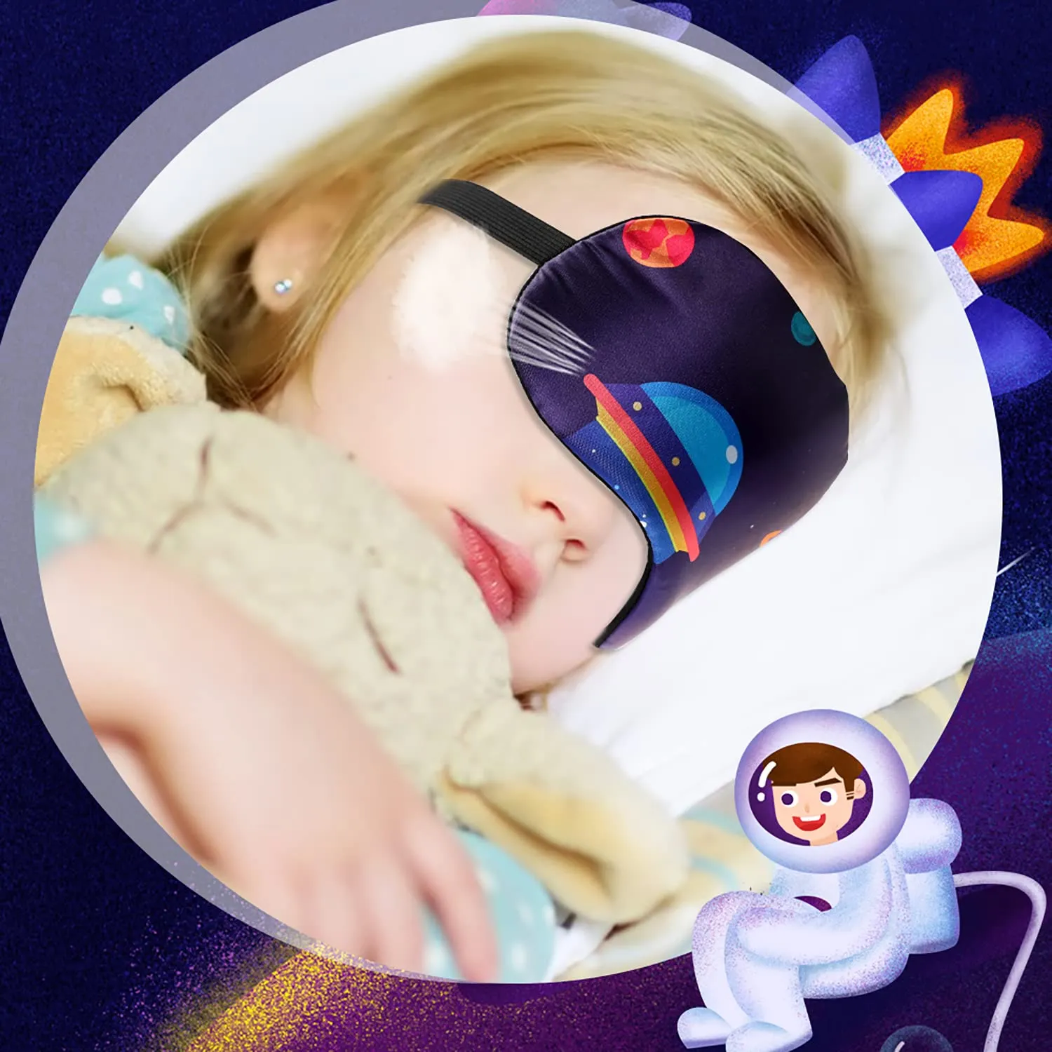 5 Pcs Sleeping Mask for Kids,Silk Eye Mask for Sleeping Blindfold for Sleeping Elastic Headband Sleeping Mask Kids Cartoon Pattern Print Eye Covers Travel Work Naps Blocks Light