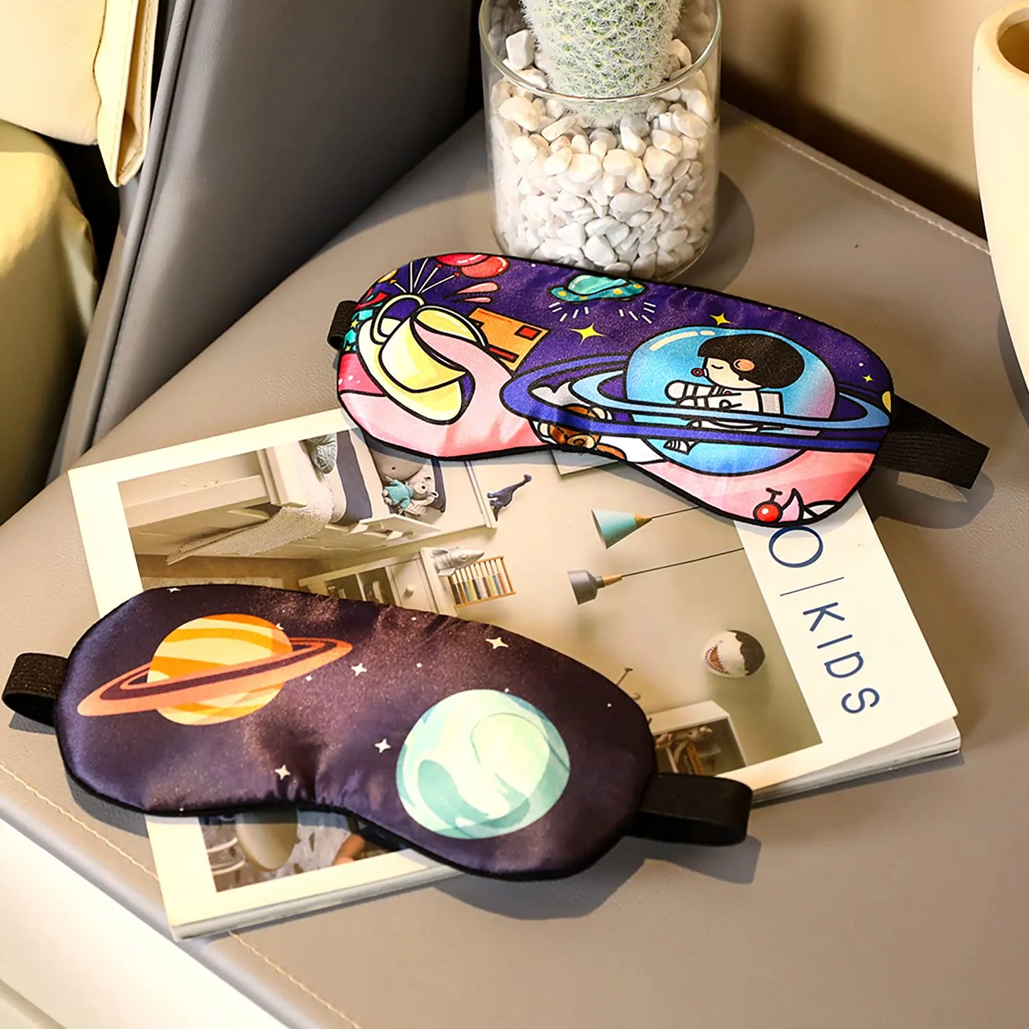 5 Pcs Sleeping Mask for Kids,Silk Eye Mask for Sleeping Blindfold for Sleeping Elastic Headband Sleeping Mask Kids Cartoon Pattern Print Eye Covers Travel Work Naps Blocks Light