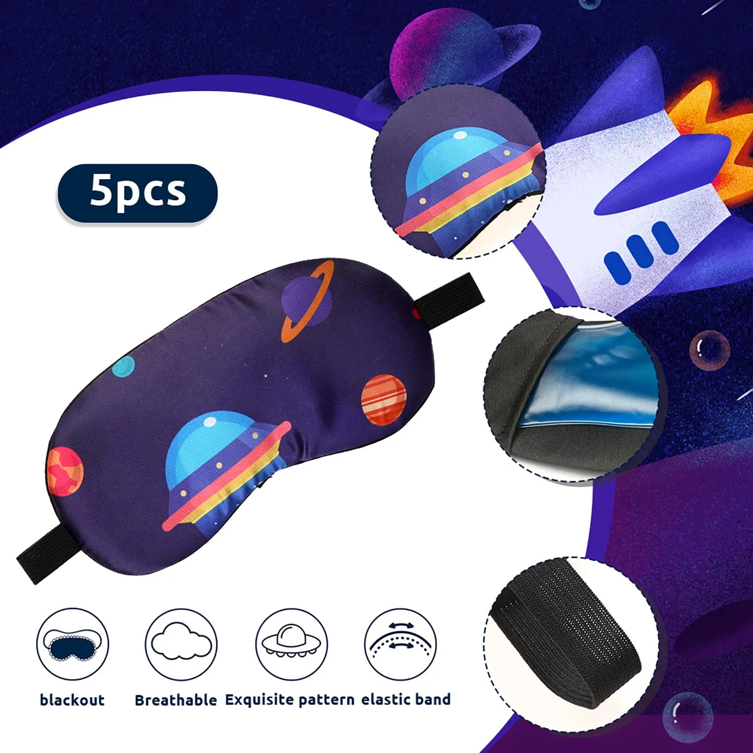 5 Pcs Sleeping Mask for Kids,Silk Eye Mask for Sleeping Blindfold for Sleeping Elastic Headband Sleeping Mask Kids Cartoon Pattern Print Eye Covers Travel Work Naps Blocks Light