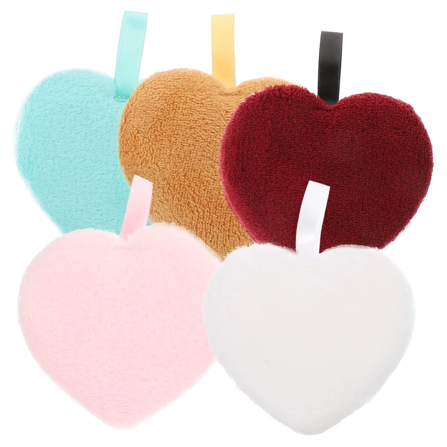 5pcs Heart Shaped Makeup Cleaning Powder Puff for Oily Skin Reusable Facial Sponge for Makeup Removal for