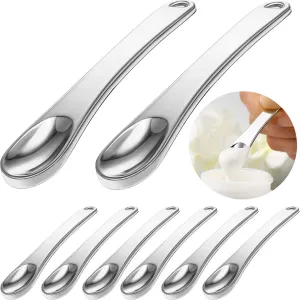 8 Pieces Mask Spatulas Metal Makeup Spatula Applicator Cosmetic Spatulas Mini Beauty Scoop Facial Cream Mask Spoon for Mixing and Sampling (Silver) Silver