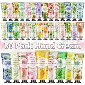 80 Pack Hand Cream Christmas Stocking Stuffers Gifts Set For Women, Bulk Hand Lotion Travel Size for Dry Cracked Hands, Mini Hand Cream for Teacher Gifts, Bridal Shower Favors and Thank You Gifts
