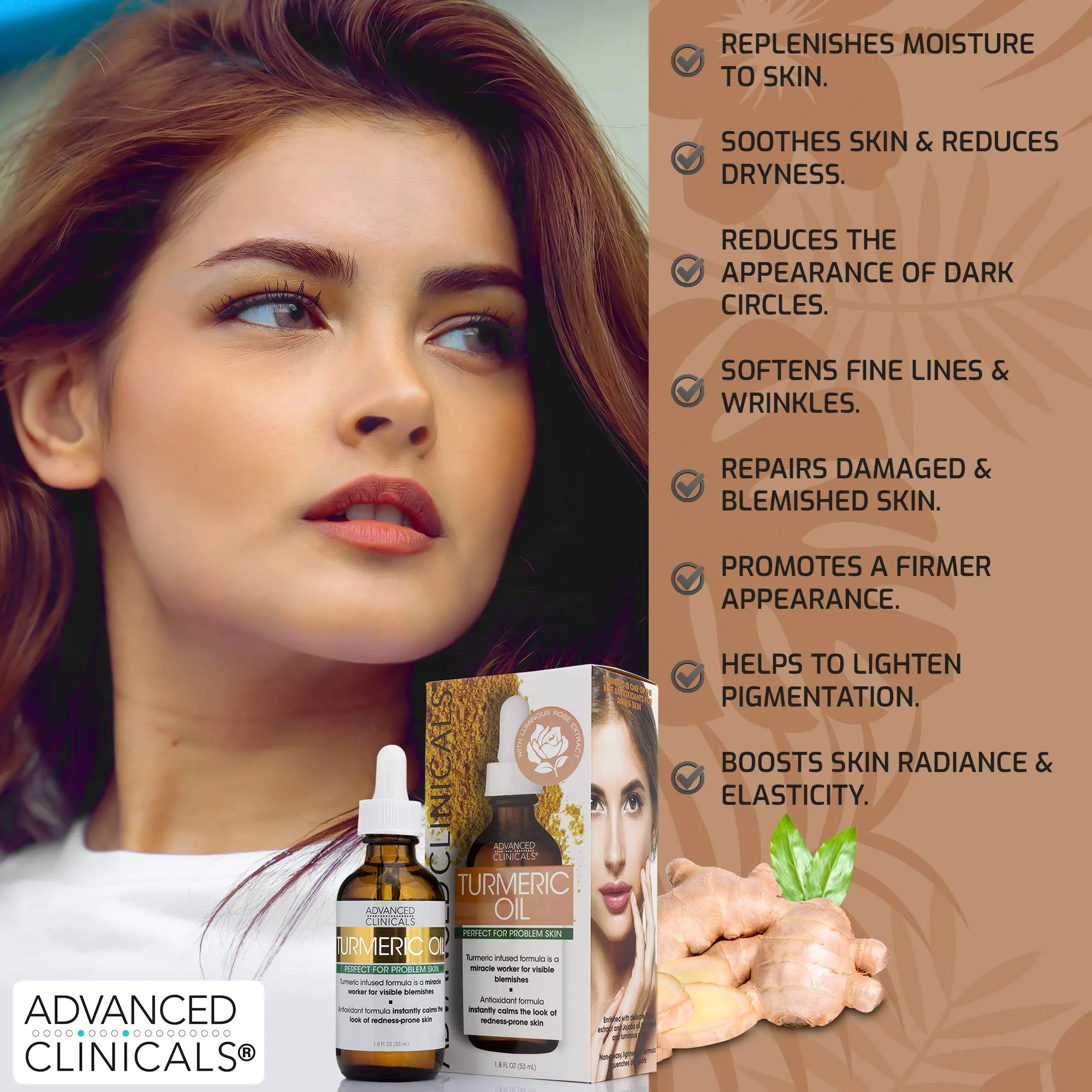 Advanced Clinicals Collagen Facial Serum   Turmeric Oil Face Serum Skin Care Set, Skin Plumping Anti Aging Serums For Face Help Brighten Skin Complexion, Fight Fine Lines, & Wrinkles, 2-Pack Bundle