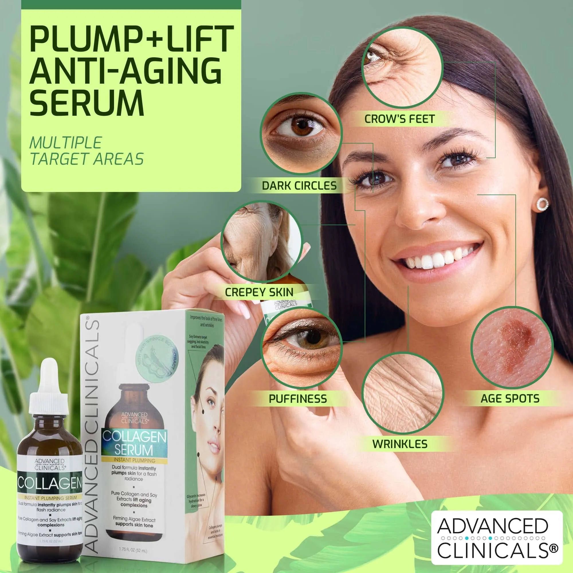 Advanced Clinicals Collagen Facial Serum   Turmeric Oil Face Serum Skin Care Set, Skin Plumping Anti Aging Serums For Face Help Brighten Skin Complexion, Fight Fine Lines, & Wrinkles, 2-Pack Bundle