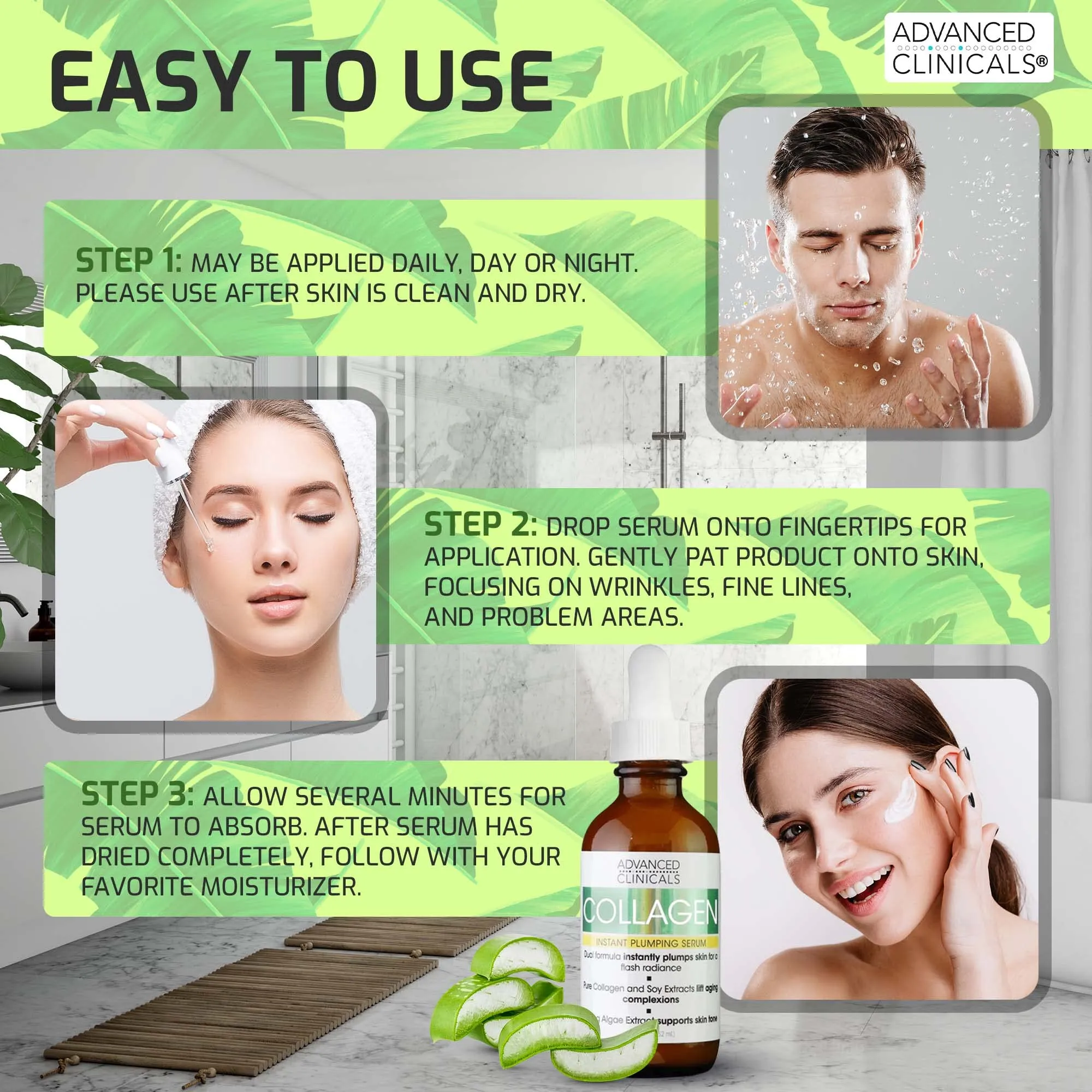 Advanced Clinicals Collagen Facial Serum   Turmeric Oil Face Serum Skin Care Set, Skin Plumping Anti Aging Serums For Face Help Brighten Skin Complexion, Fight Fine Lines, & Wrinkles, 2-Pack Bundle