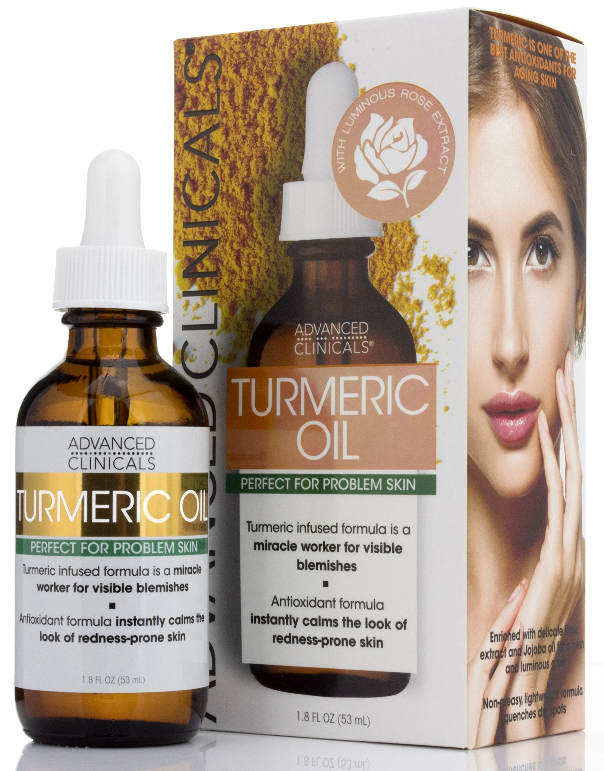 Advanced Clinicals Collagen Facial Serum   Turmeric Oil Face Serum Skin Care Set, Skin Plumping Anti Aging Serums For Face Help Brighten Skin Complexion, Fight Fine Lines, & Wrinkles, 2-Pack Bundle
