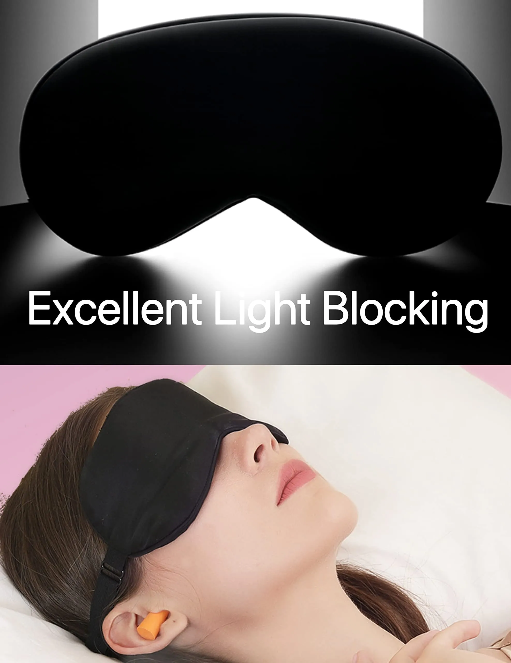 aeekwro Sleep Mask Eye Mask for Sleeping Eye Sleeping Mask for Women Men for Airplane Travel Adjustable Strap