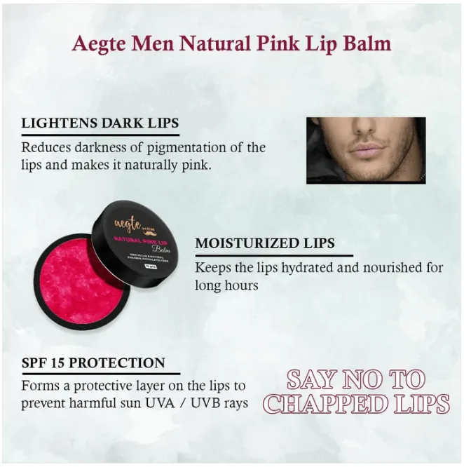 Aegte Men Natural Pink Lip Balm with Beetroot and Tomato