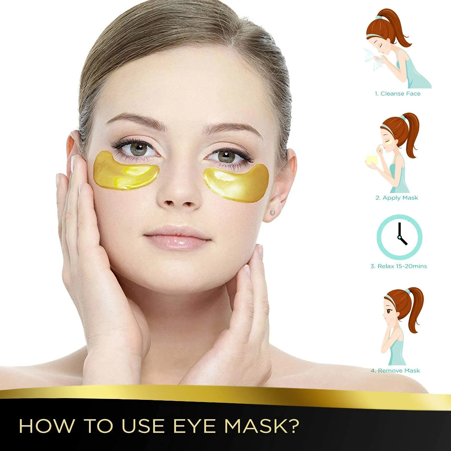 AICHUN BEAUTY 10/20/30/40/100 Pairs Crystal 24K Gold Powder Gel Collagen Eye Mask Sheet Patch, Anti Ageing, Remove Bags, Dark Circles & Puffiness, Skincare, Anti Wrinkle, Moisturising (20)