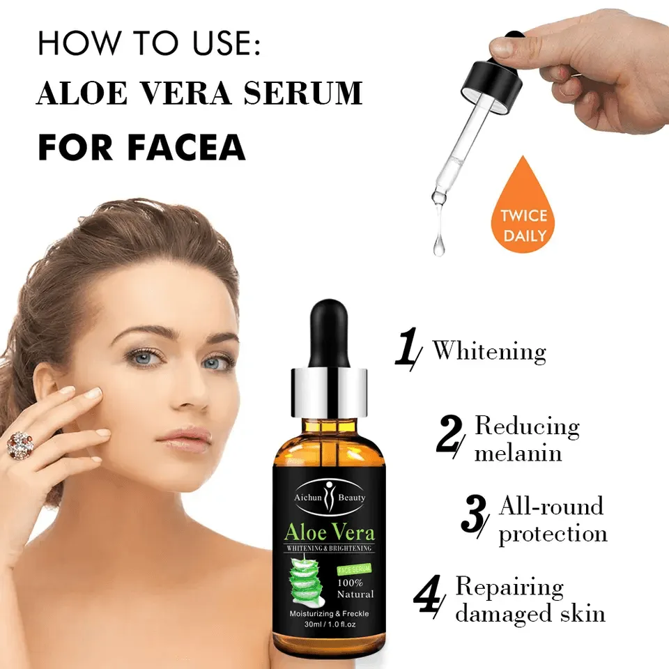 Aichun Beauty Aloe Vera Moisturizing & Brightening Face Serum (Black) - 30ml