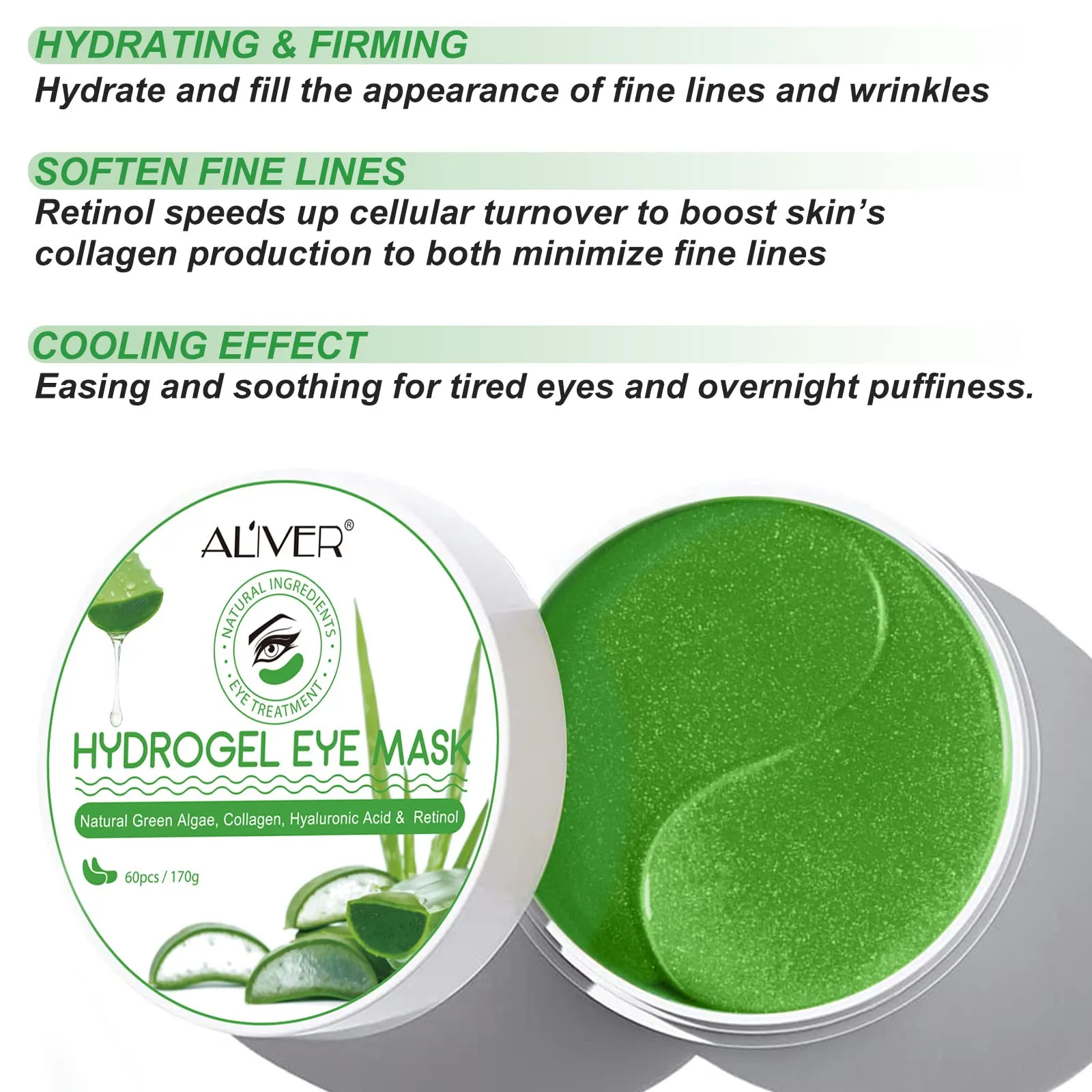 Aloe Vera Eye Patches,Hydrogel Eye Masks for Dark Circles,Anti Wrinkle Treatment,Under Eye Gel Pads,Eye Mask for Puffy Eyes, Skincare,Hydrating | 60 Pieces/30 Pair (aloe vera) Aloe Vera