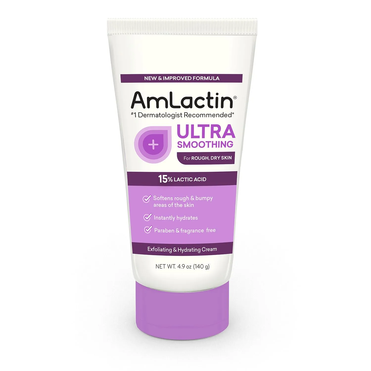 AmLactin Ultra Smoothing - 4.9 oz Body & Hand Cream with 15% Lactic Acid - Exfoliator and Moisturizer for Rough and Bumpy Dry Skin (Packaging May Vary)