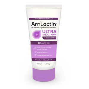 AmLactin Ultra Smoothing - 4.9 oz Body & Hand Cream with 15% Lactic Acid - Exfoliator and Moisturizer for Rough and Bumpy Dry Skin (Packaging May Vary)