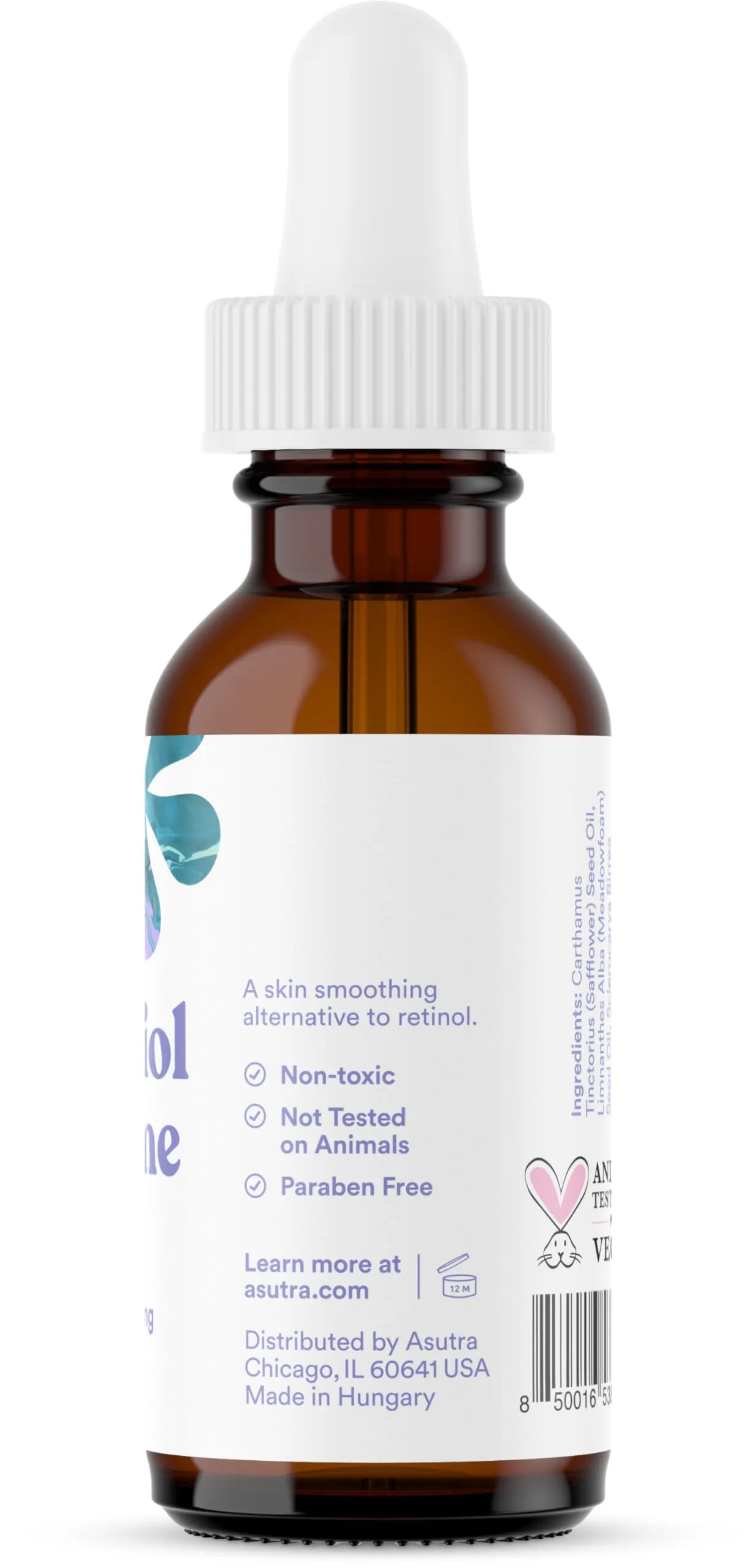 ASUTRA Bakuchiol Nighttime Serum, 1 fl oz - Skin Smoothing Retinol Alternative, Nourish and Hydrate Skin, Gentle Face Serum