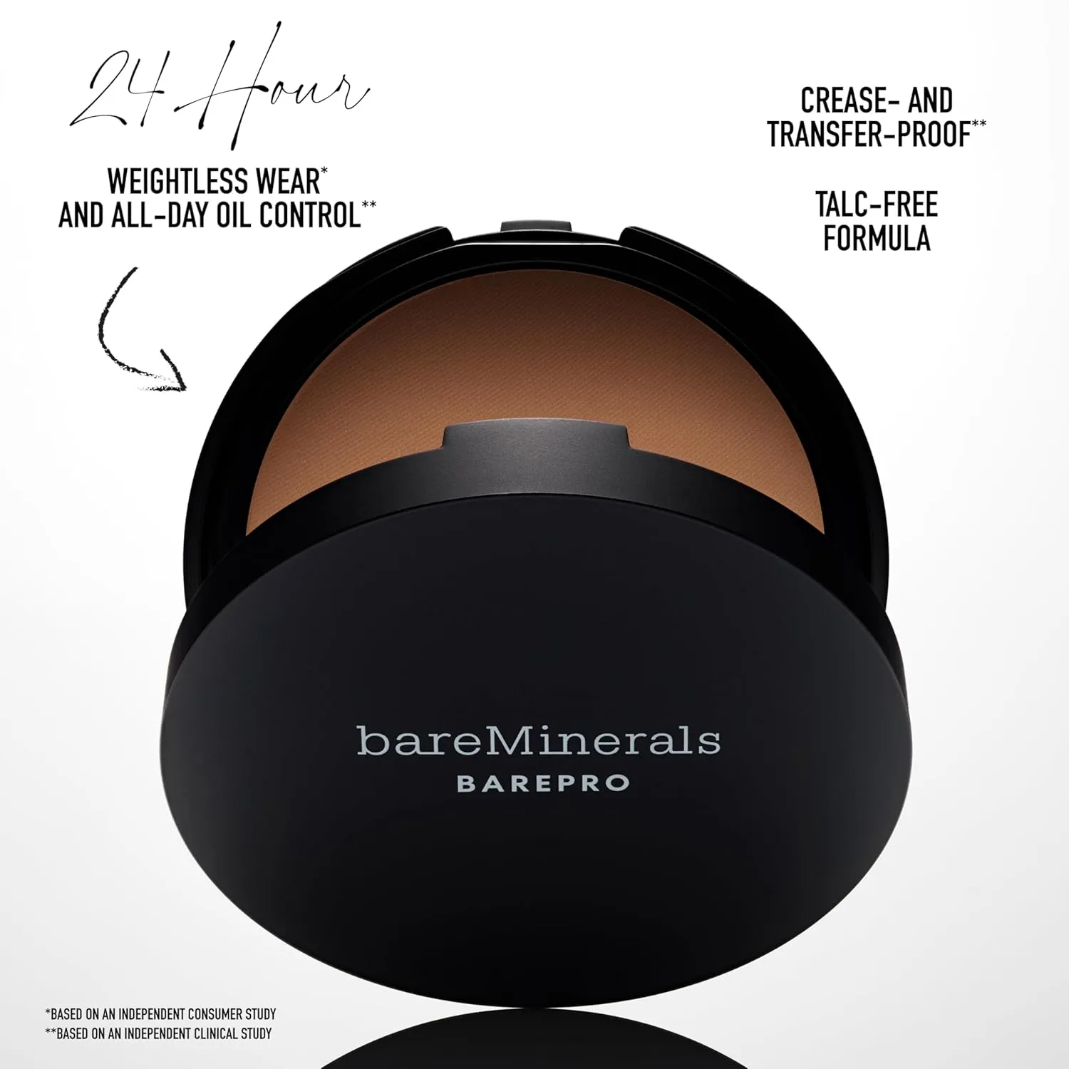 bareMinerals Barepro Skin-Perfecting Powder Foundation, Matte Pressed Powder Foundation Full Coverage with Plant-Based Squalene, Oil Control, Vegan