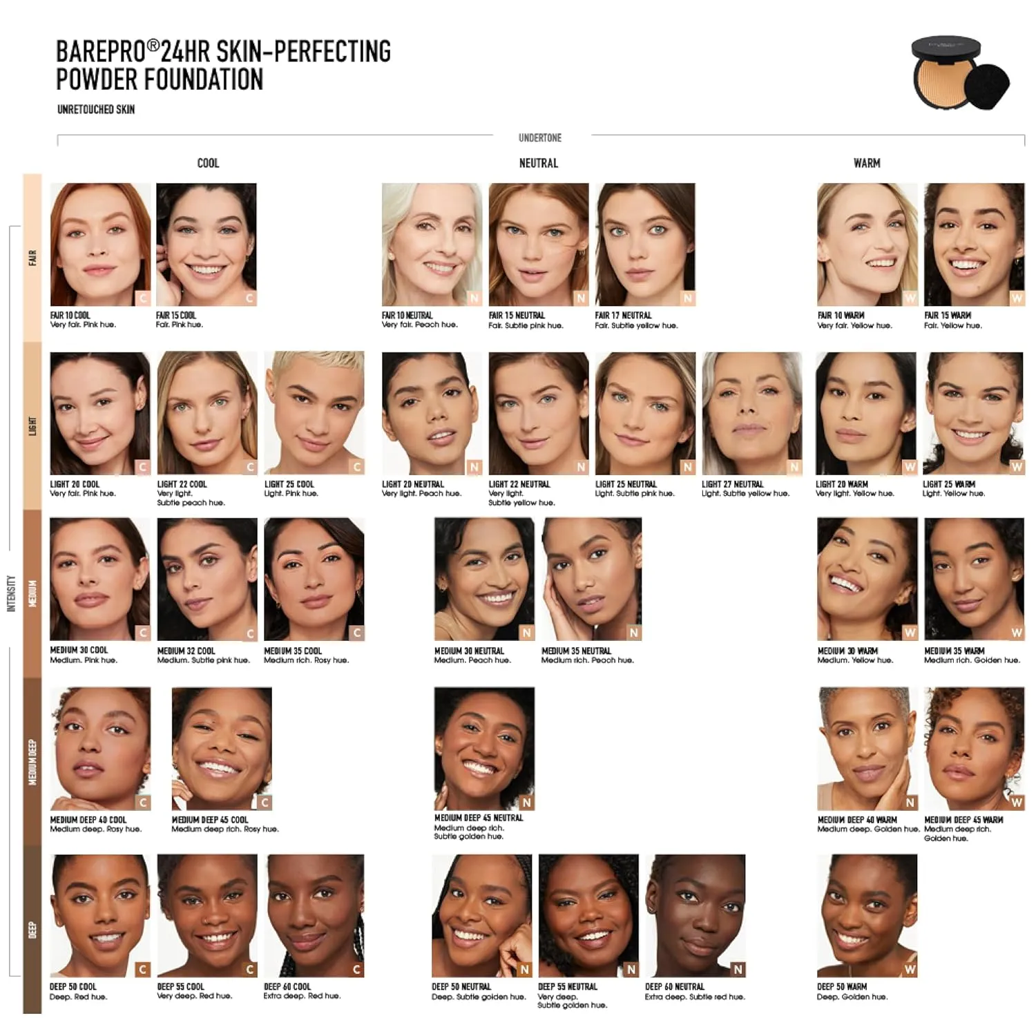 bareMinerals Barepro Skin-Perfecting Powder Foundation, Matte Pressed Powder Foundation Full Coverage with Plant-Based Squalene, Oil Control, Vegan