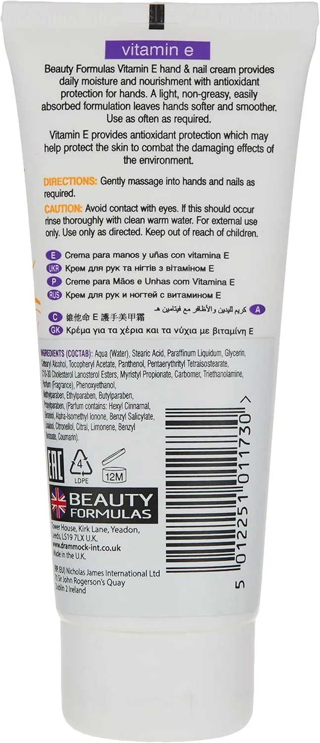 Beauty Formulas Vitamin E Hand And Nail Cream 100ml