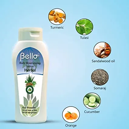 Bello Body Moisturizing Herbal Lotion 200 ML pack of 2 - For Complete Body Moisture