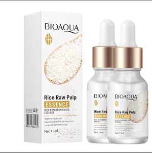 BIOAQUA Rice Raw Pulm Face Essence Hyaluronic Acid Shrink Pores Soften Moisturizing Facial Serum Skin 15ml (2 bottles, 1, Fl Oz)