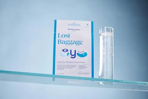 BioRepublic Lost Baggage Under Eye Emergency Repair Mask | Reduces Appearance of Lines, Bags, and Dark Circles Under Eyes | Organic Biocellulose Mask for Moisturization