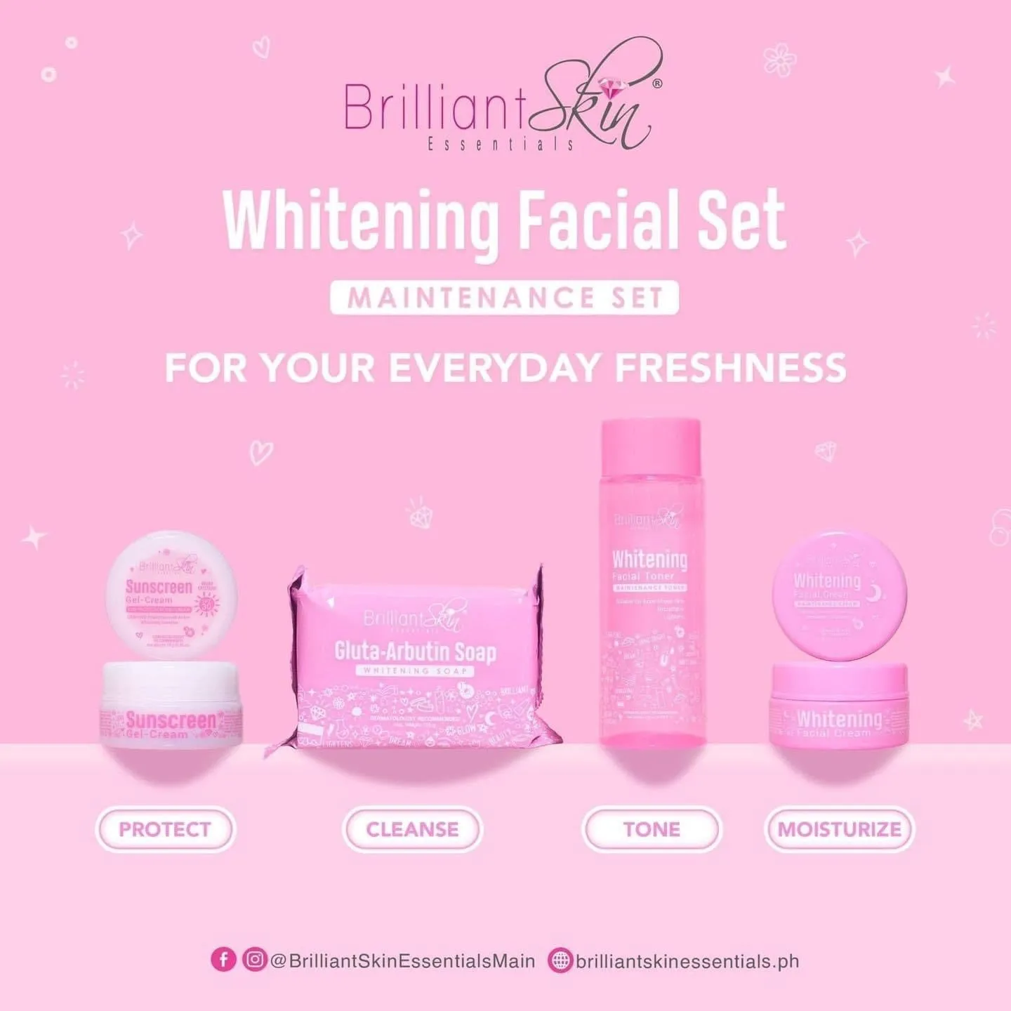Brilliant Skin Essentials "NEW" Whitening Facial set ( Maintenance set ) - with 120ml toner
