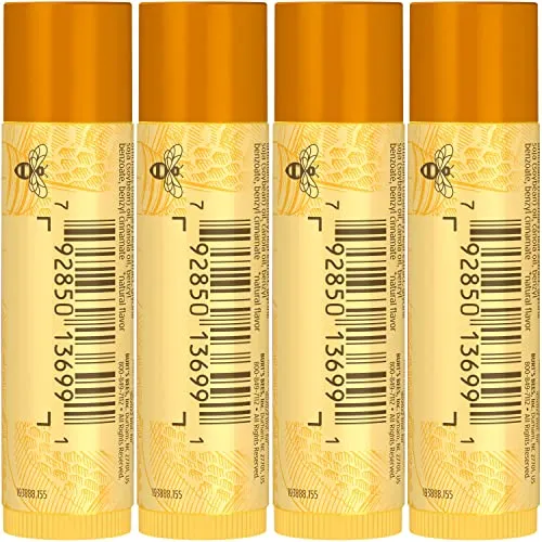 Burt's Bees Lip Balm - Honey, Lip Moisturizer With Responsibly Sourced Beeswax, Tint-Free, Natural Origin Conditioning Lip Treatment, 4 Tubes, 0.15 oz.