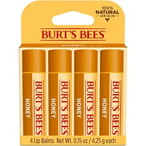 Burt's Bees Lip Balm - Honey, Lip Moisturizer With Responsibly Sourced Beeswax, Tint-Free, Natural Origin Conditioning Lip Treatment, 4 Tubes, 0.15 oz.