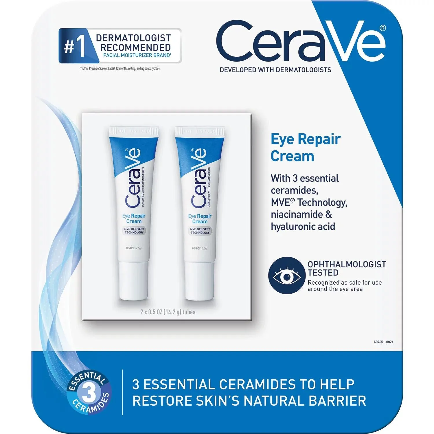 CeraVe Eye Repair Cream for Dark Circles and Puffiness, .5 oz., 2 pk.