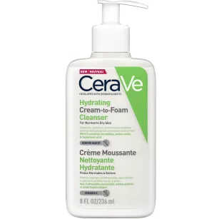 CeraVe Hydrating Cream-to-Foam Cleanser with Amino Acids for Normal to Dry Skin 236ml