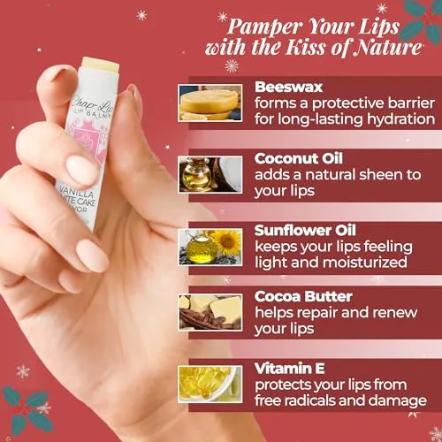 Chap-Lip Lip Balm 100% Natural Lip Balm Set - Beeswax Natural Christmas Gifts for Her - Ideal Gift for Women - Lip Moisturizer for Dry Lips, Cocoa Butter - Petroleum Free Pack of 8