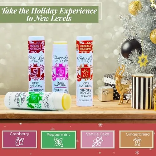 Chap-Lip Lip Balm 100% Natural Lip Balm Set - Beeswax Natural Christmas Gifts for Her - Ideal Gift for Women - Lip Moisturizer for Dry Lips, Cocoa Butter - Petroleum Free Pack of 8